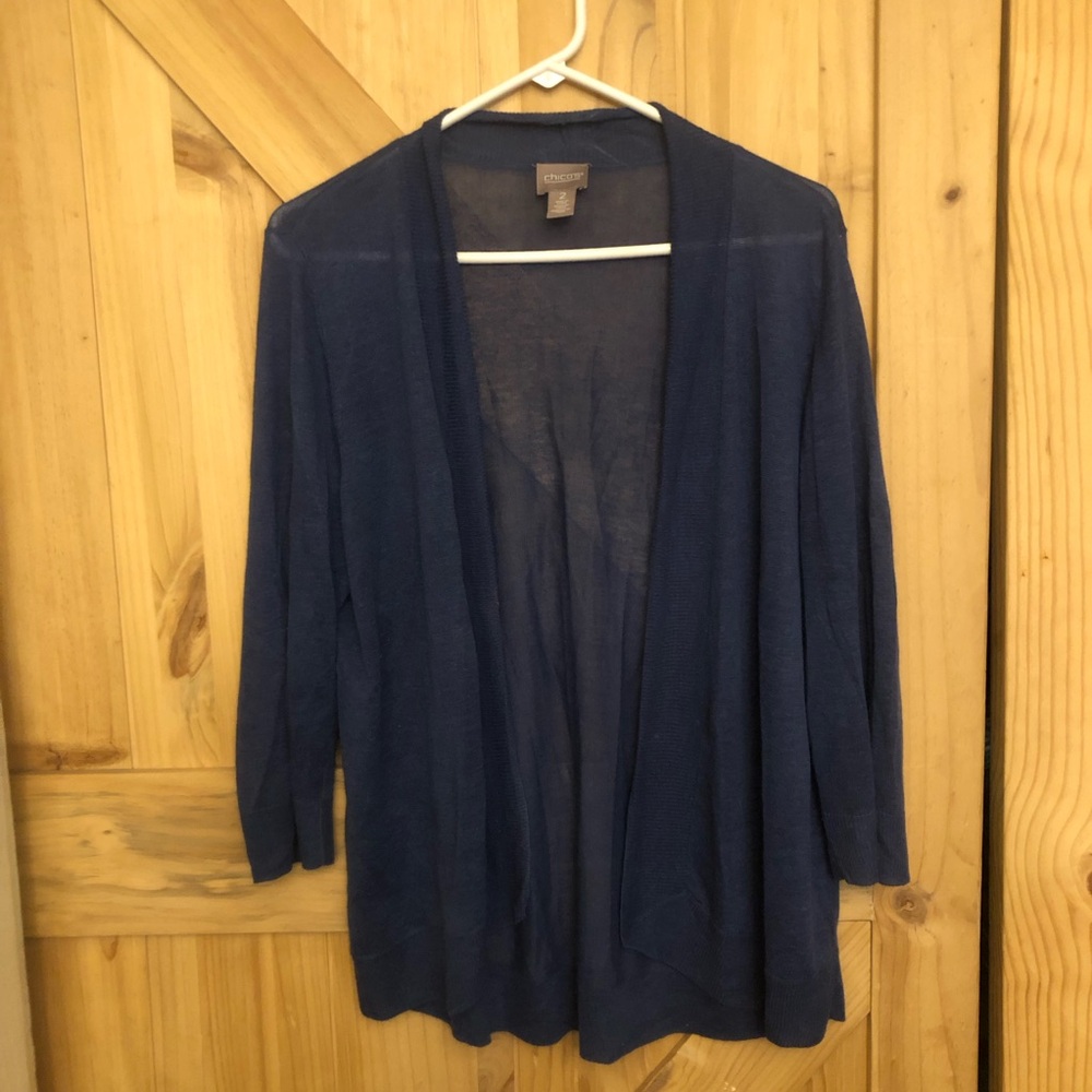 Chico's 2 Navy Open-Front Lightweight Women's Cardigan